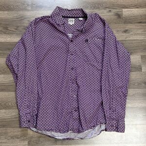 Cinch Purple Patterned Casual Button Down Shirt